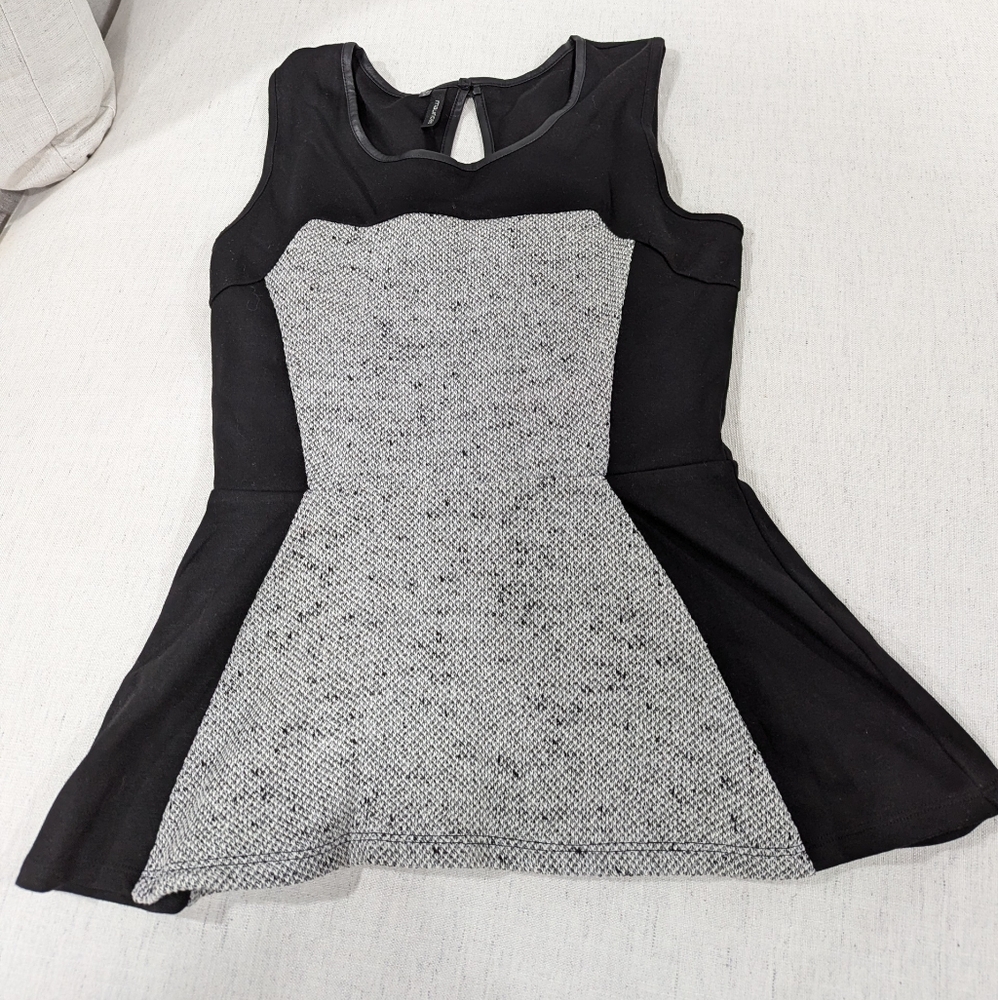 Maurices Peplum Sleeveless Top - Black/Tweed - S